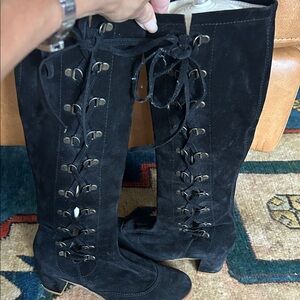 Marc Jacob’s Suede Black Lace-Up Knee-High Boots 6.5